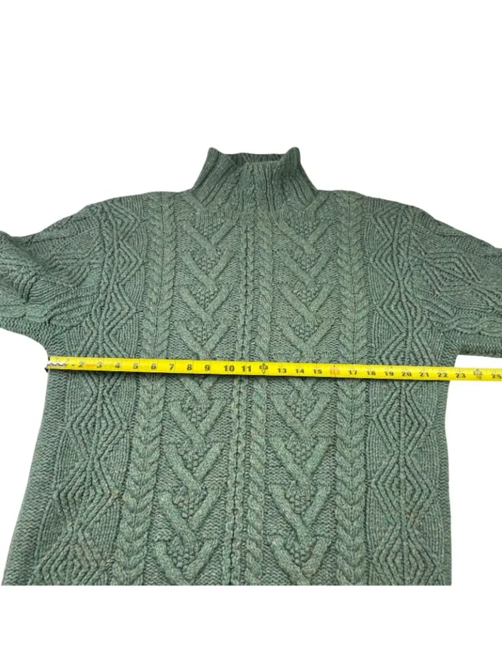 VTG Polo Ralph Lauren Men's Fisherman Cable-Knit Turtlneck Sweater Green • XL